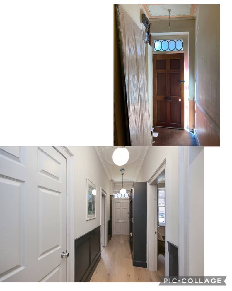 Before and after entrance hallway